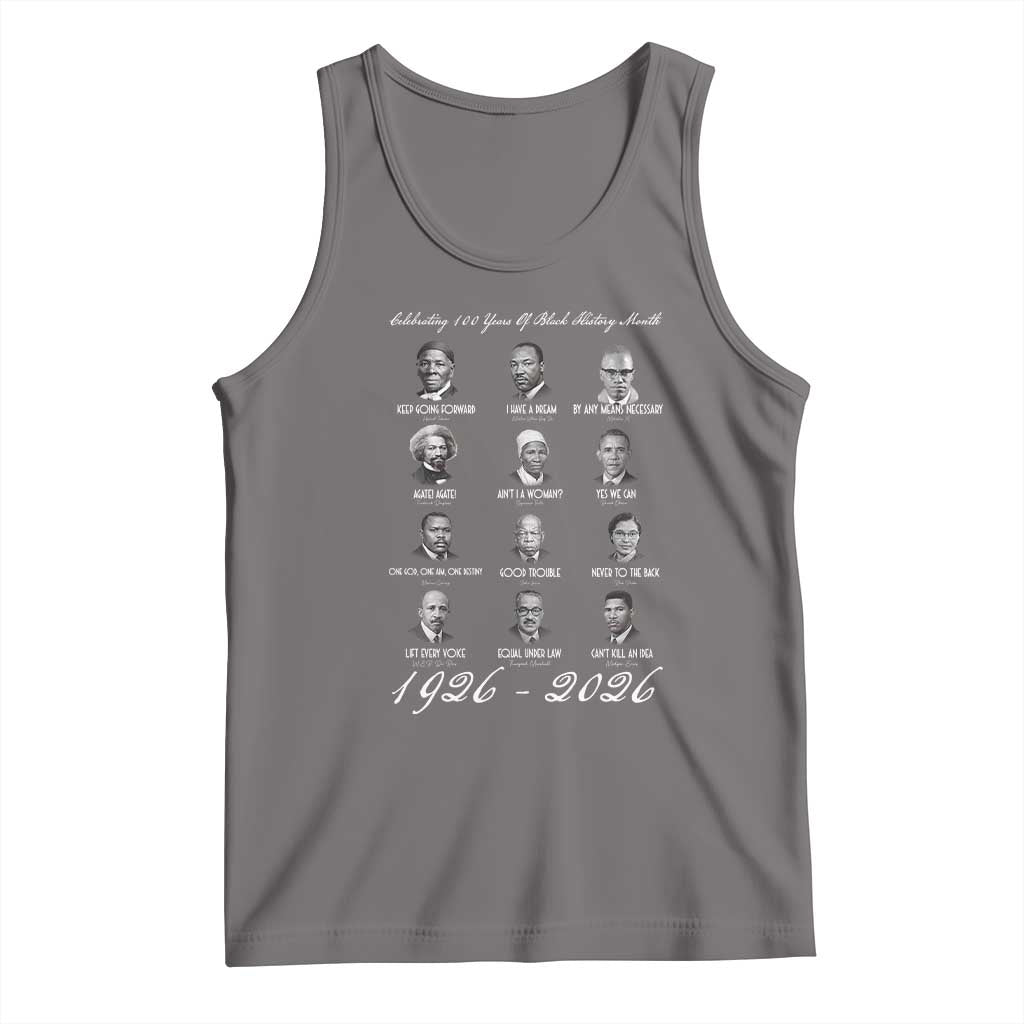 Celebrating 100 Years Of Black History Month 1926 2026 Tank Top Black Leaders TS11 Deep Heather Print Your Wear