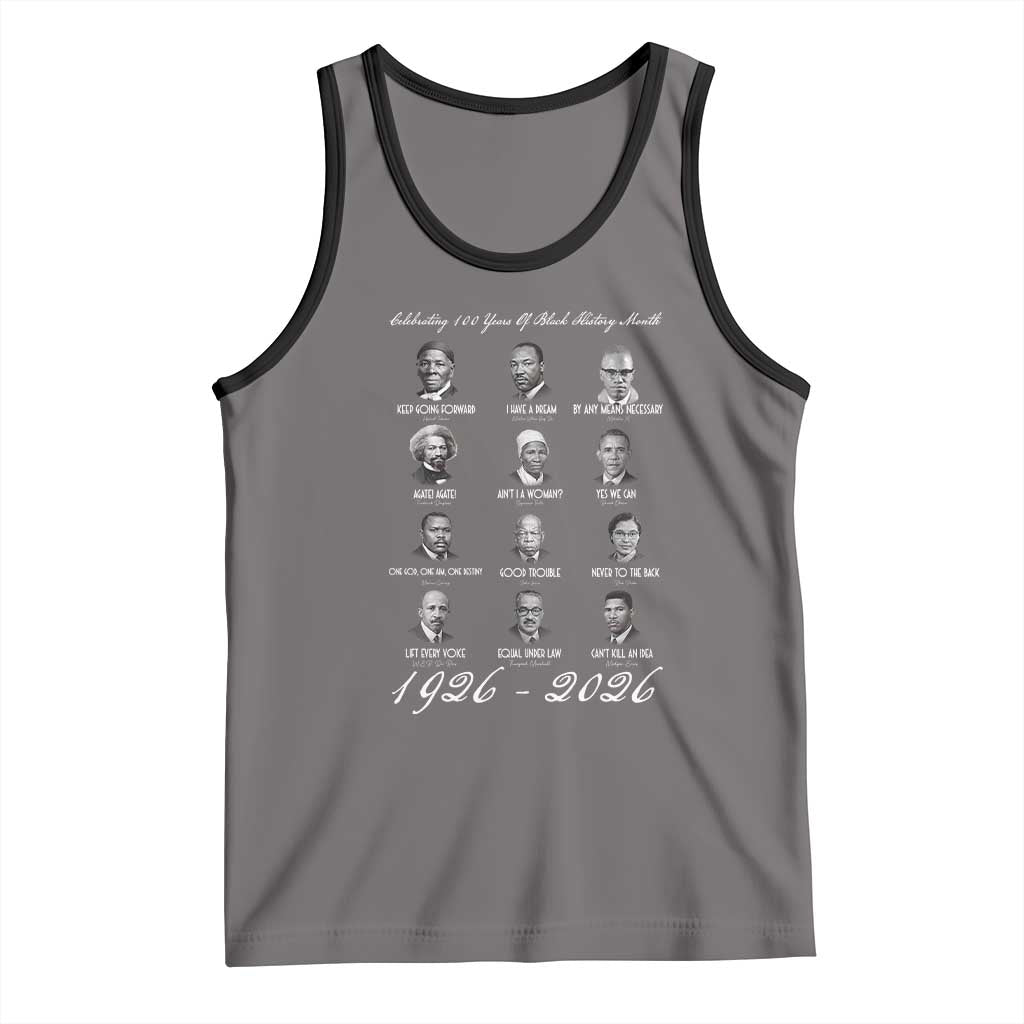 Celebrating 100 Years Of Black History Month 1926 2026 Tank Top Black Leaders TS11 Deep Heather Black Print Your Wear