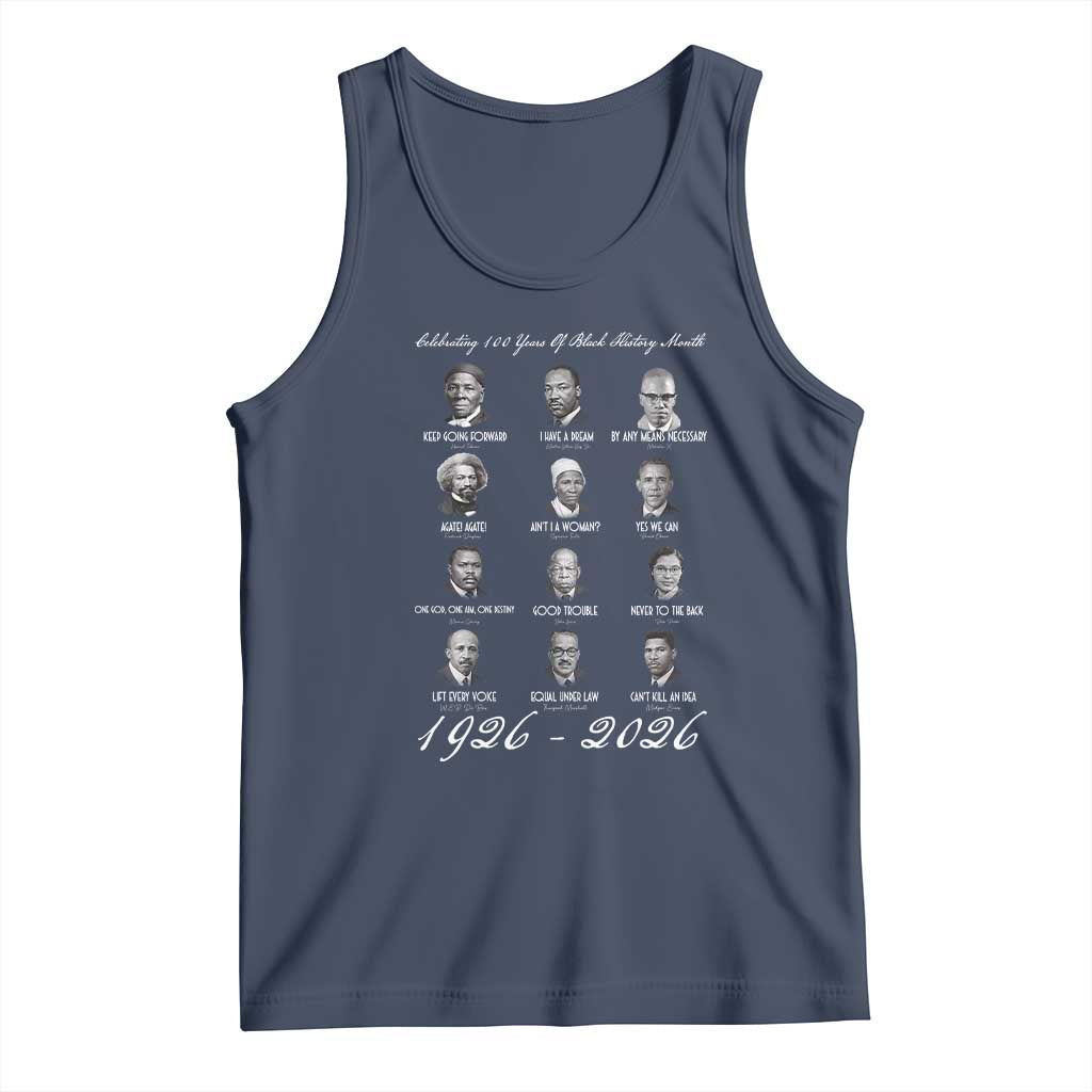 Celebrating 100 Years Of Black History Month 1926 2026 Tank Top Black Leaders TS11 Navy Print Your Wear