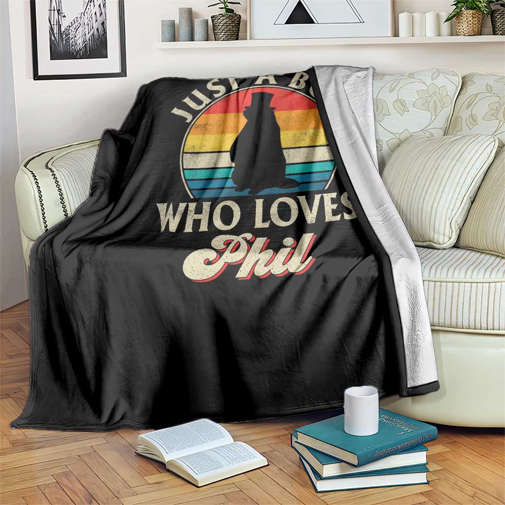 Funny Just A Boy Who Loves Phil Groundhog Throw Blanket Punxsy Woodchuck Day Lover TS11 Print Your Wear
