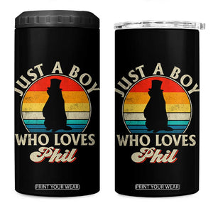 Funny Just A Boy Who Loves Phil Groundhog 4 in 1 Can Cooler Tumbler Punxsy Woodchuck Day Lover TS11 One Size: 16 oz Black Print Your Wear