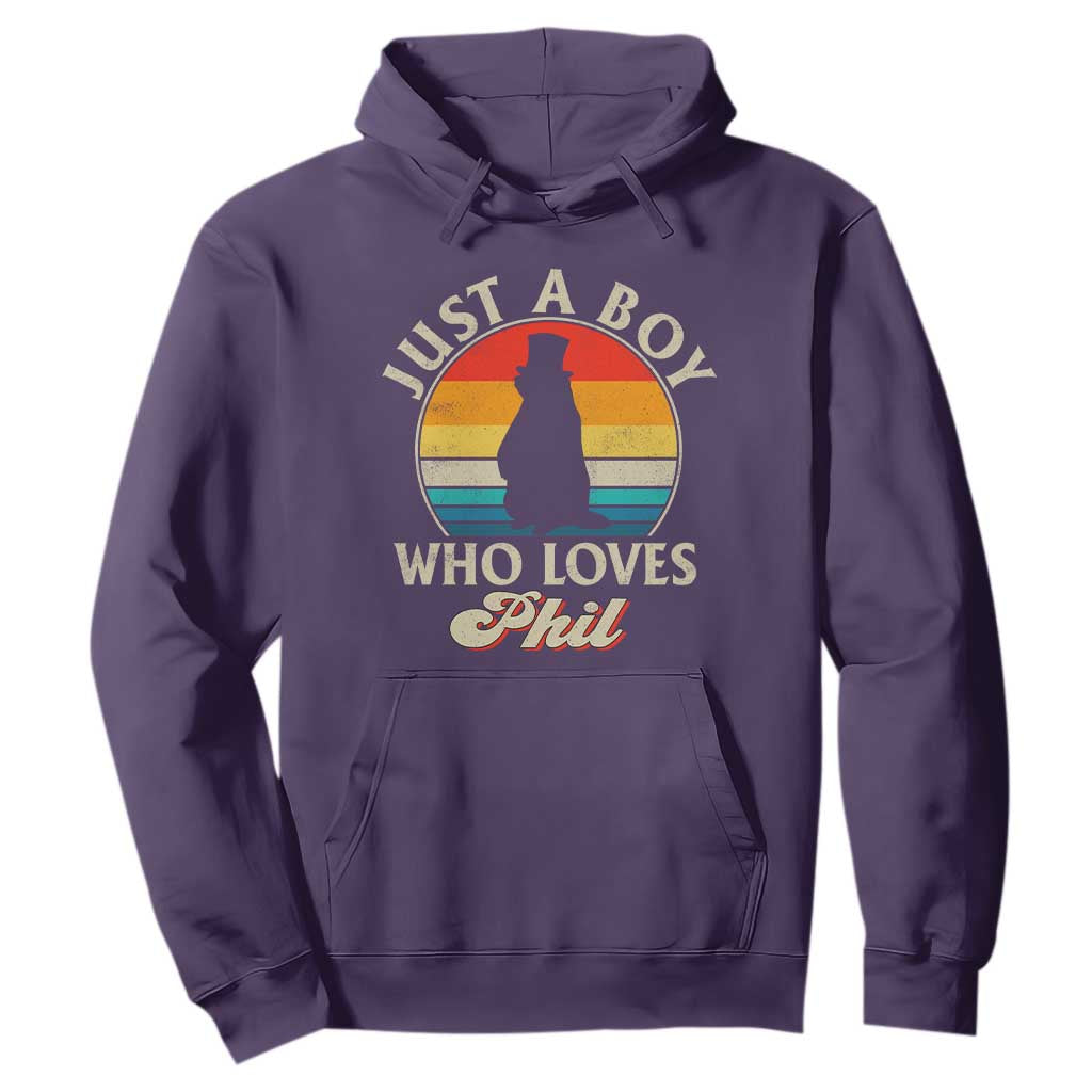 Funny Just A Boy Who Loves Phil Groundhog Hoodie Punxsy Woodchuck Day Lover TS11 Purple Print Your Wear