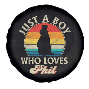 Funny Just A Boy Who Loves Phil Groundhog Spare Tire Cover Punxsy Woodchuck Day Lover TS11 Print Your Wear