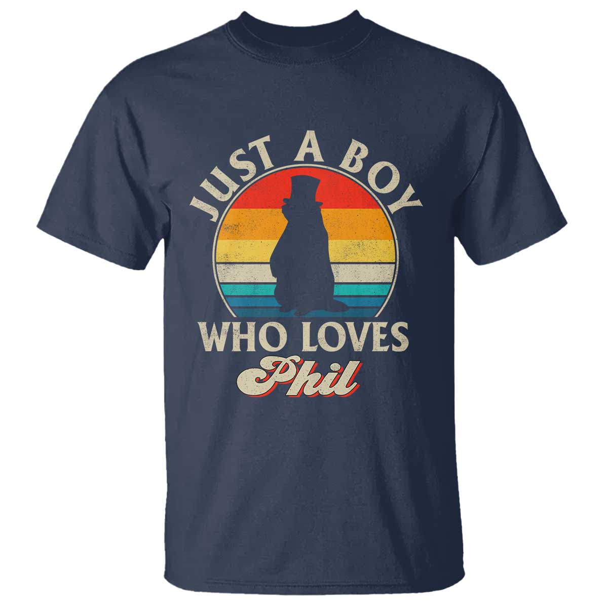 Funny Just A Boy Who Loves Phil Groundhog T Shirt Punxsy Woodchuck Day Lover TS11 Navy Print Your Wear
