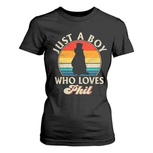 Funny Just A Boy Who Loves Phil Groundhog T Shirt For Women Punxsy Woodchuck Day Lover TS11 Black Print Your Wear