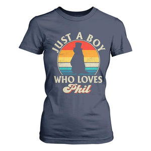 Funny Just A Boy Who Loves Phil Groundhog T Shirt For Women Punxsy Woodchuck Day Lover TS11 Navy Print Your Wear