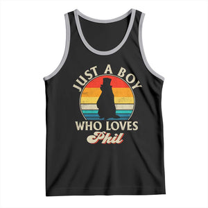 Funny Just A Boy Who Loves Phil Groundhog Tank Top Punxsy Woodchuck Day Lover TS11 Black Athletic Heather Print Your Wear