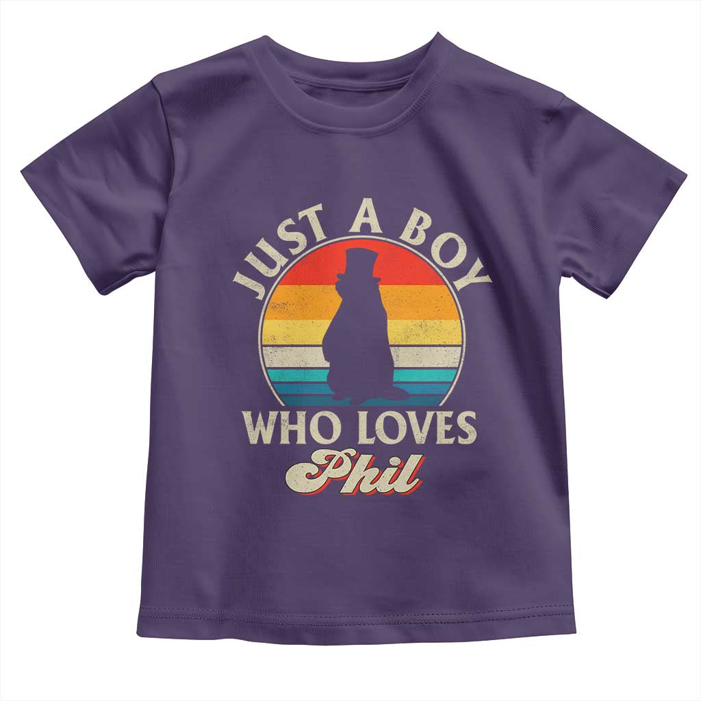 Funny Just A Boy Who Loves Phil Groundhog Toddler T Shirt Punxsy Woodchuck Day Lover TS11 Purple Print Your Wear