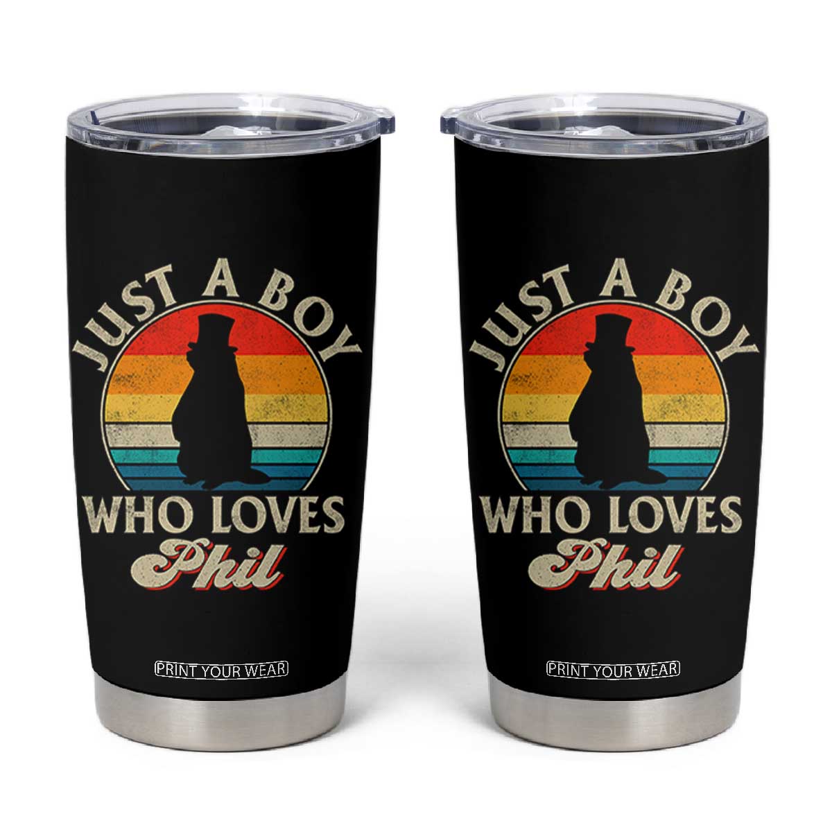 Funny Just A Boy Who Loves Phil Groundhog Tumbler Cup Punxsy Woodchuck Day Lover TS11 Black Print Your Wear