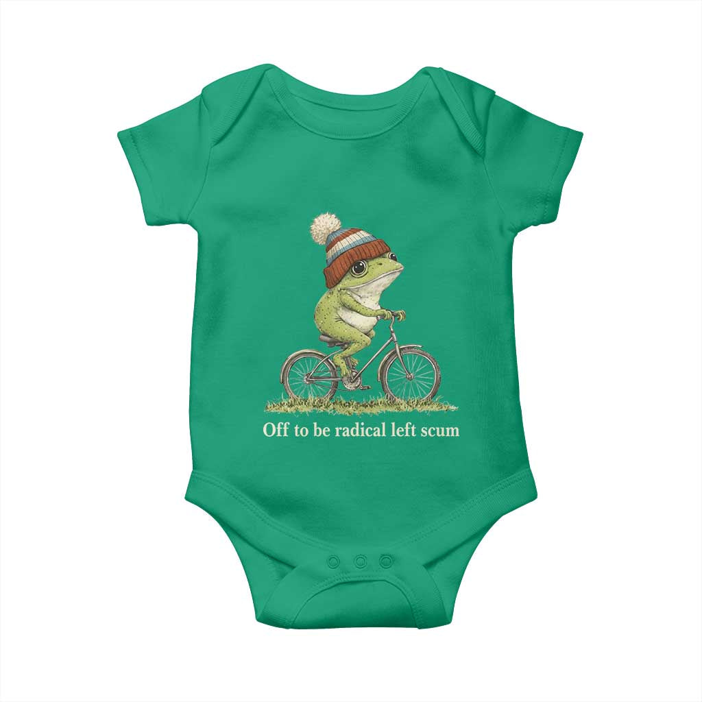 Off To Be Radical Left Scum Baby Onesie Funny Frog Resistance TS11 Irish Green Print Your Wear