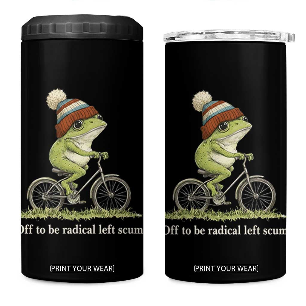 Off To Be Radical Left Scum 4 in 1 Can Cooler Tumbler Funny Frog Resistance TS11 One Size: 16 oz Black Print Your Wear