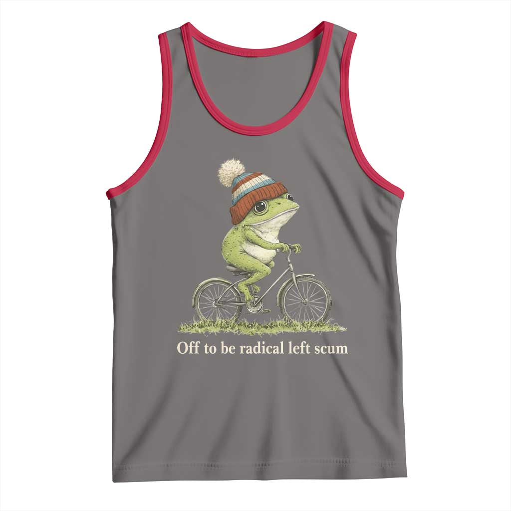 Off To Be Radical Left Scum Tank Top Funny Frog Resistance TS11 Deep Heather Red Print Your Wear