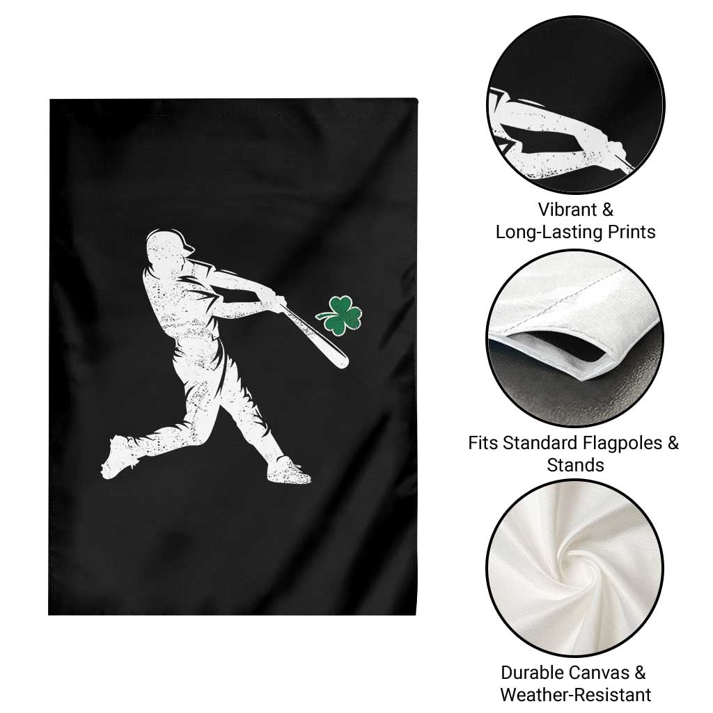 St Patricks Day Baseball Batter Silhouette Shamrock Garden Flag TS11 Print Your Wear