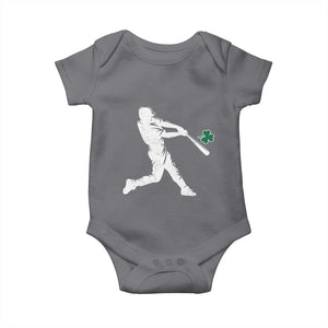 St Patricks Day Baseball Batter Silhouette Shamrock Baby Onesie TS11 Charcoal Print Your Wear