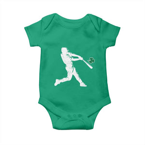 St Patricks Day Baseball Batter Silhouette Shamrock Baby Onesie TS11 Irish Green Print Your Wear
