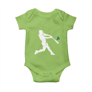 St Patricks Day Baseball Batter Silhouette Shamrock Baby Onesie TS11 Lime Print Your Wear