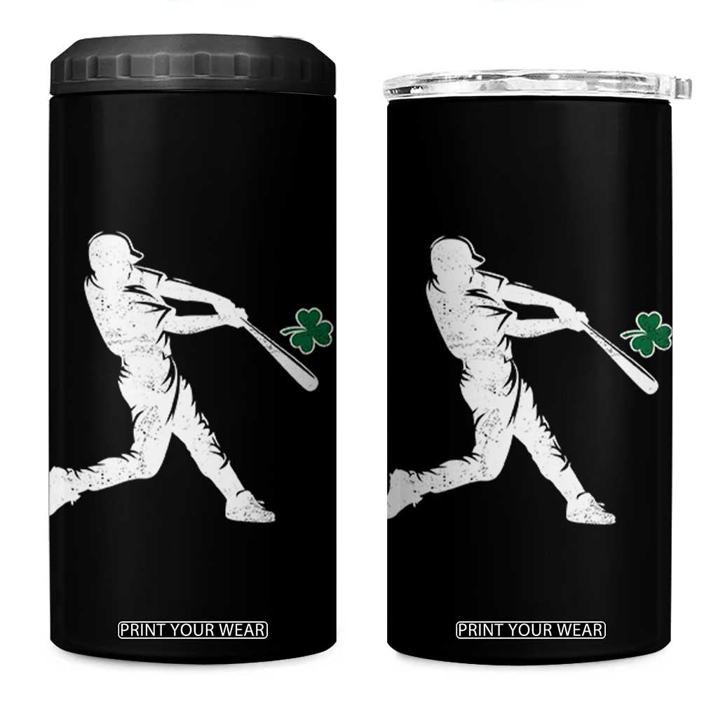 St Patricks Day Baseball Batter Silhouette Shamrock 4 in 1 Can Cooler Tumbler TS11 One Size: 16 oz Black Print Your Wear