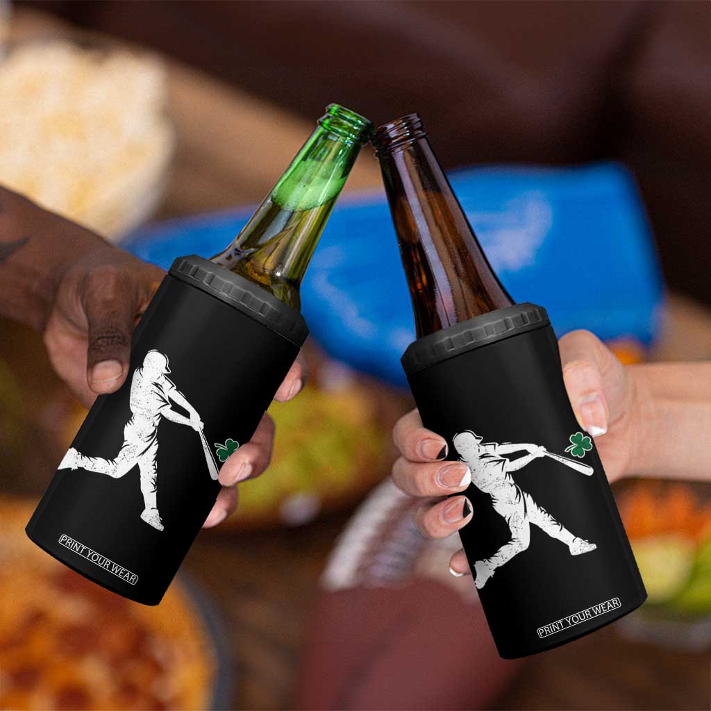 St Patricks Day Baseball Batter Silhouette Shamrock 4 in 1 Can Cooler Tumbler TS11 Print Your Wear