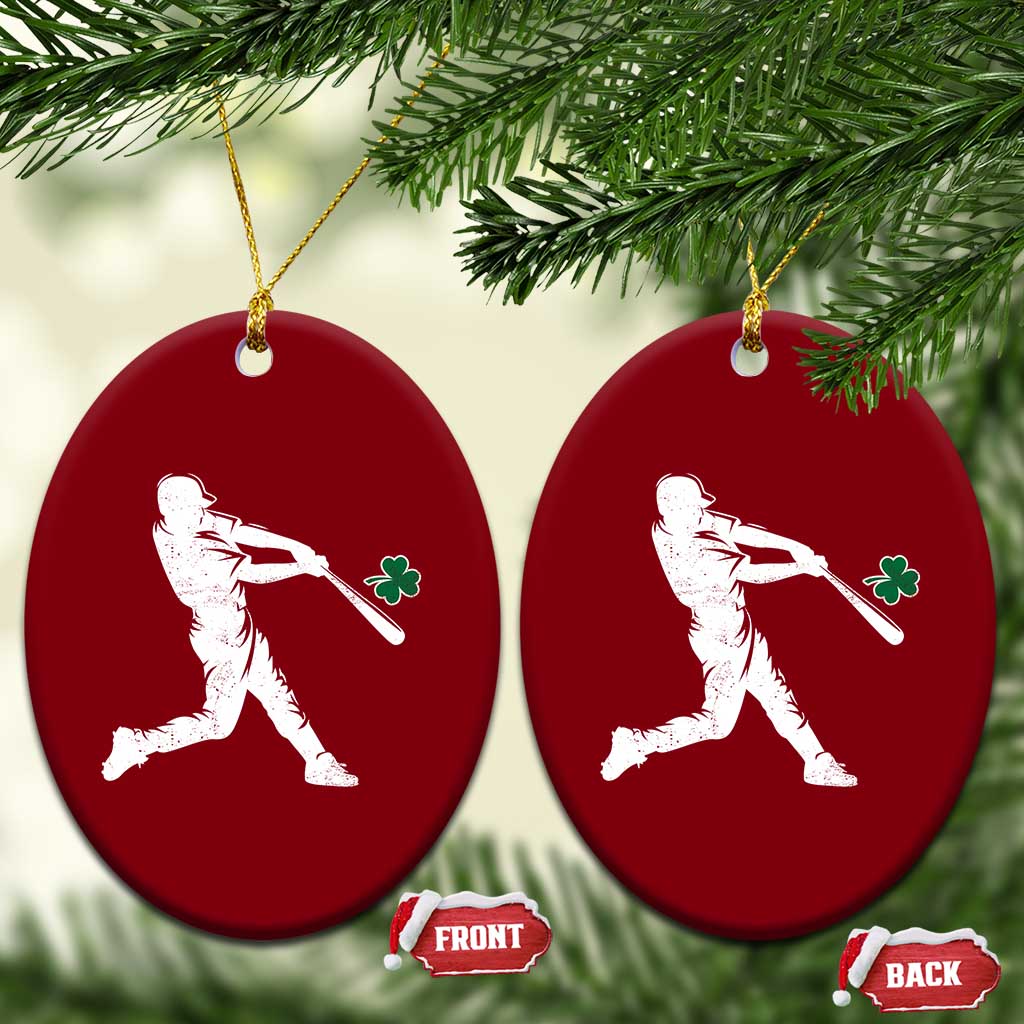 St Patricks Day Baseball Batter Silhouette Shamrock Ceramic Ornament TS11 Print Your Wear