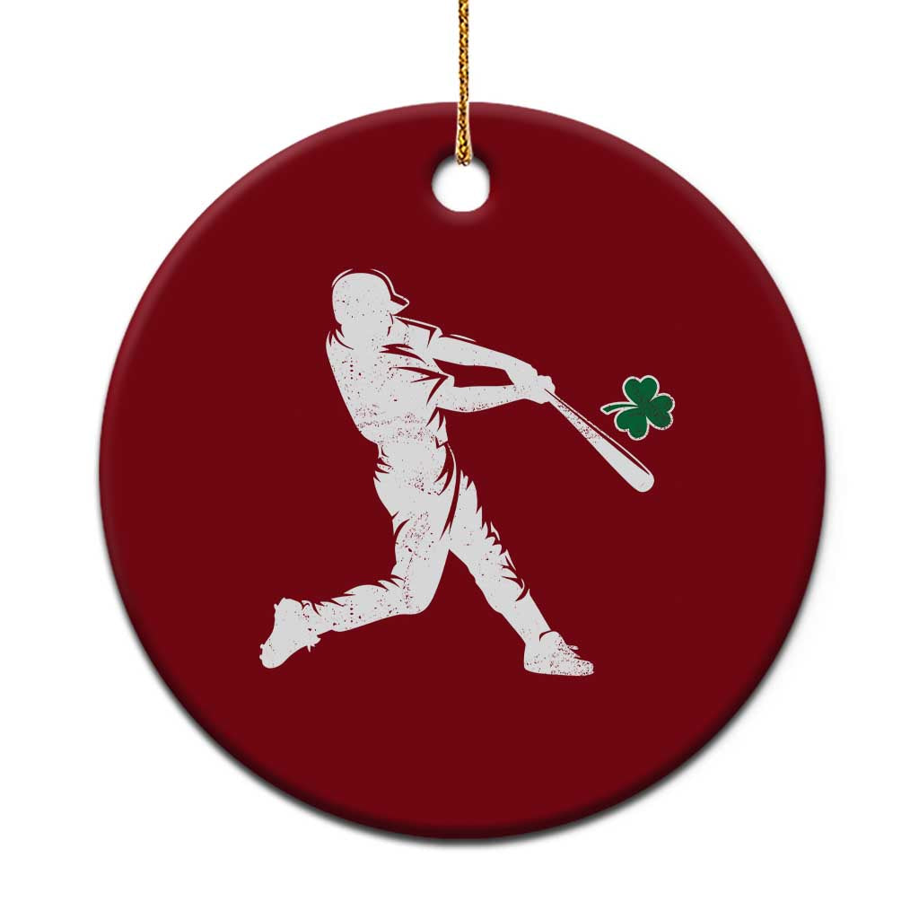 St Patricks Day Baseball Batter Silhouette Shamrock Ceramic Ornament TS11 1pc Red Print Your Wear