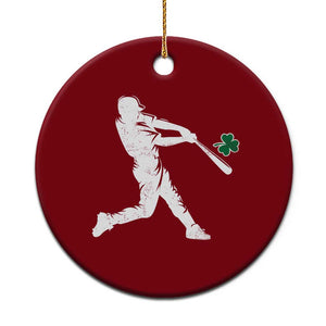 St Patricks Day Baseball Batter Silhouette Shamrock Ceramic Ornament TS11 1pc Red Print Your Wear