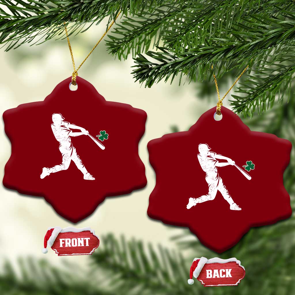 St Patricks Day Baseball Batter Silhouette Shamrock Ceramic Ornament TS11 Print Your Wear