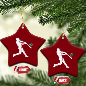 St Patricks Day Baseball Batter Silhouette Shamrock Ceramic Ornament TS11 Print Your Wear