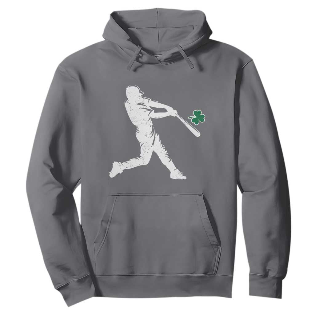 St Patricks Day Baseball Batter Silhouette Shamrock Hoodie TS11 Charcoal Print Your Wear
