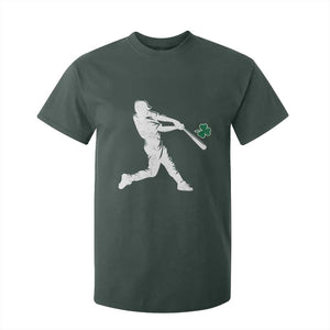 St Patricks Day Baseball Batter Silhouette Shamrock T Shirt For Kid TS11 Dark Forest Green Print Your Wear
