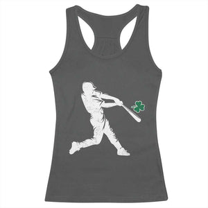 St Patricks Day Baseball Batter Silhouette Shamrock Racerback Tank Top TS11 Dark Heather Print Your Wear