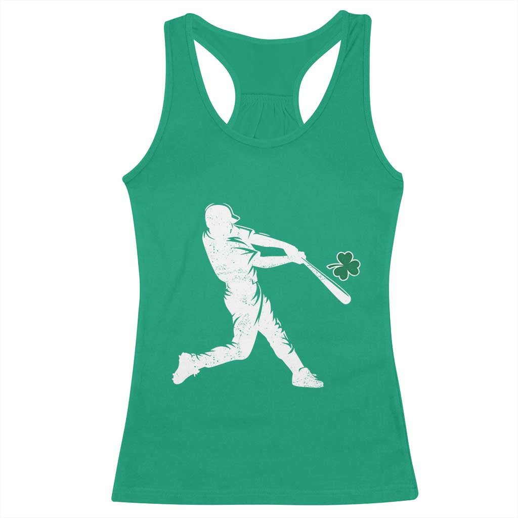 St Patricks Day Baseball Batter Silhouette Shamrock Racerback Tank Top TS11 Irish Green Print Your Wear