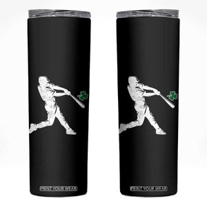 St Patricks Day Baseball Batter Silhouette Shamrock Skinny Tumbler TS11 Black Print Your Wear
