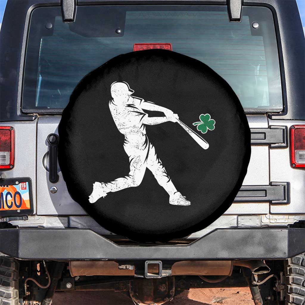 St Patricks Day Baseball Batter Silhouette Shamrock Spare Tire Cover TS11 No hole Black Print Your Wear