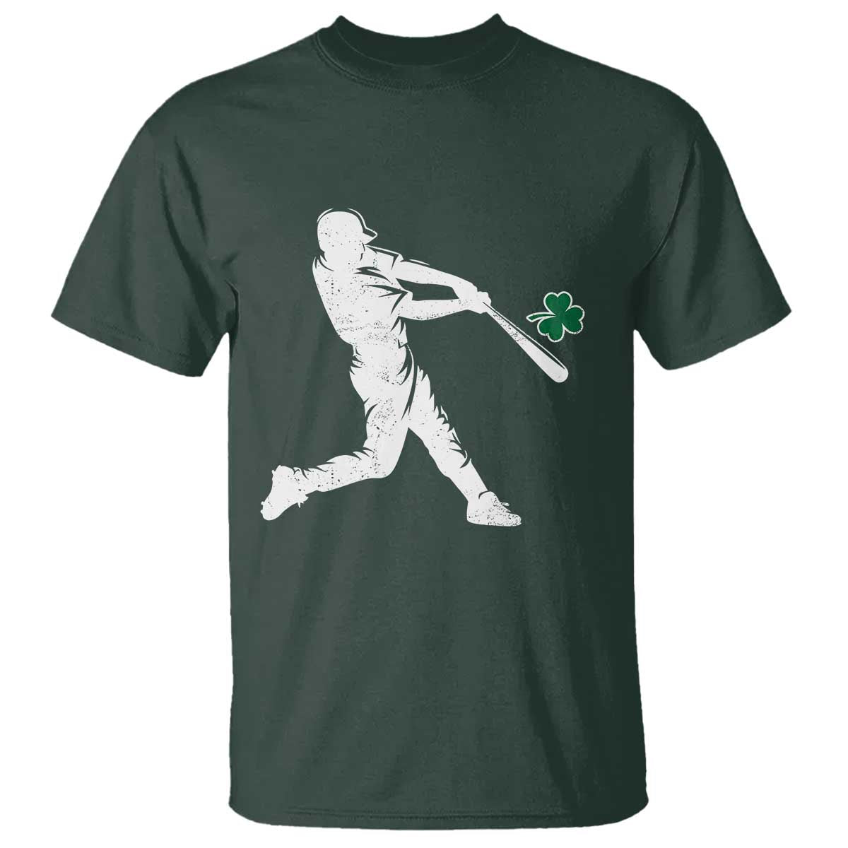 St Patricks Day Baseball Batter Silhouette Shamrock T Shirt TS11 Dark Forest Green Print Your Wear