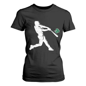 St Patricks Day Baseball Batter Silhouette Shamrock T Shirt For Women TS11 Black Print Your Wear
