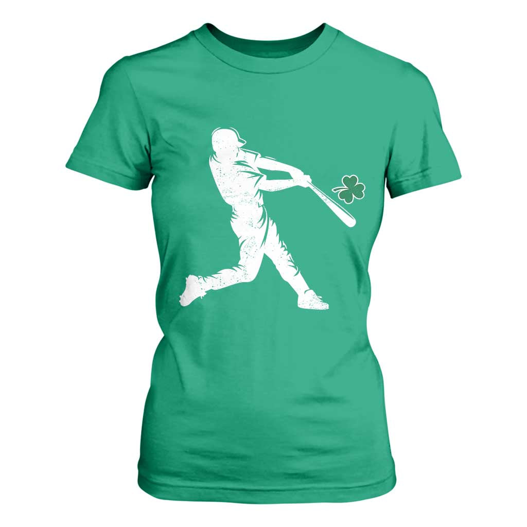 St Patricks Day Baseball Batter Silhouette Shamrock T Shirt For Women TS11 Irish Green Print Your Wear