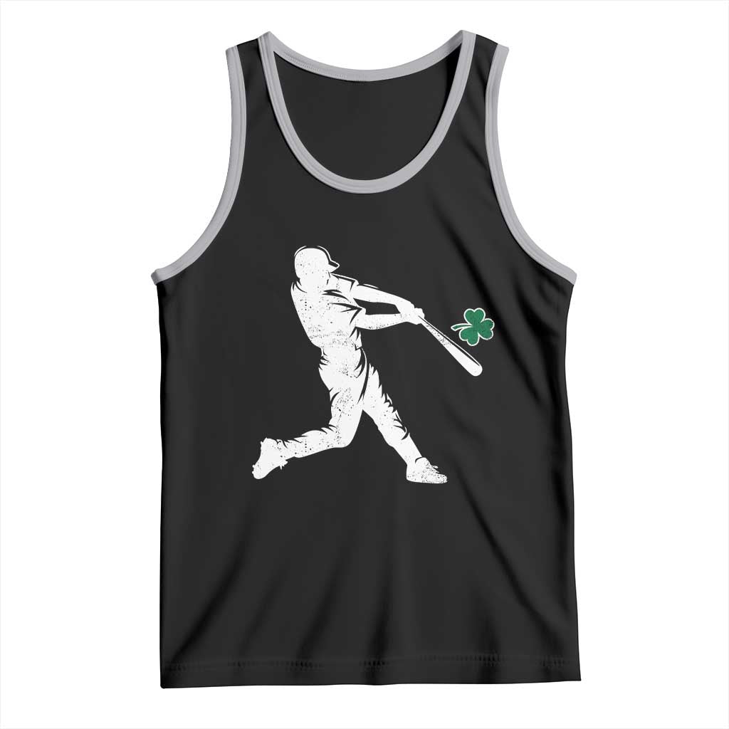 St Patricks Day Baseball Batter Silhouette Shamrock Tank Top TS11 Black Athletic Heather Print Your Wear