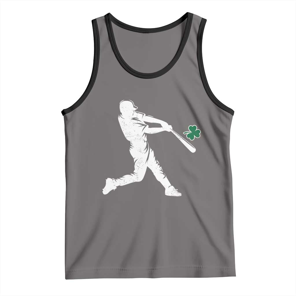 St Patricks Day Baseball Batter Silhouette Shamrock Tank Top TS11 Deep Heather Black Print Your Wear