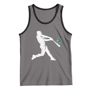 St Patricks Day Baseball Batter Silhouette Shamrock Tank Top TS11 Deep Heather Black Print Your Wear