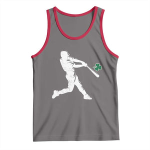 St Patricks Day Baseball Batter Silhouette Shamrock Tank Top TS11 Deep Heather Red Print Your Wear