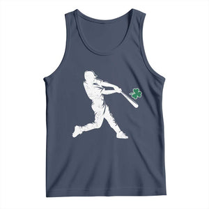 St Patricks Day Baseball Batter Silhouette Shamrock Tank Top TS11 Navy Print Your Wear