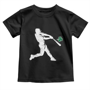 St Patricks Day Baseball Batter Silhouette Shamrock Toddler T Shirt TS11 Black Print Your Wear