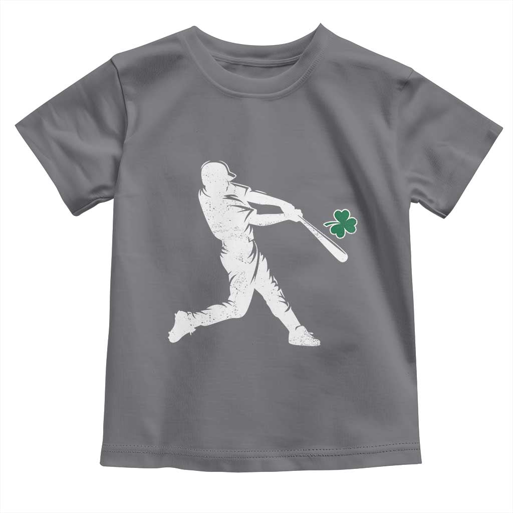 St Patricks Day Baseball Batter Silhouette Shamrock Toddler T Shirt TS11 Charcoal Print Your Wear