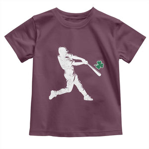 St Patricks Day Baseball Batter Silhouette Shamrock Toddler T Shirt TS11 Maroon Print Your Wear