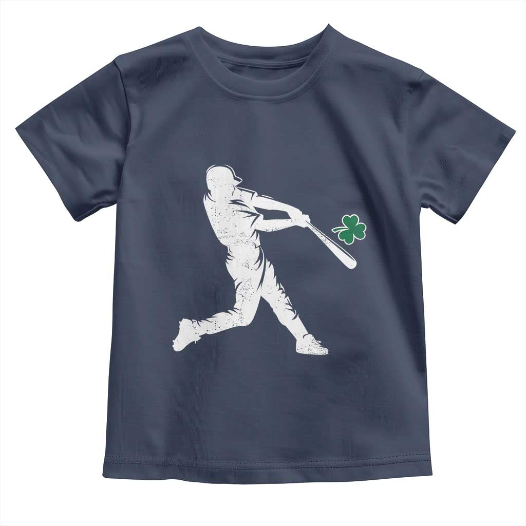 St Patricks Day Baseball Batter Silhouette Shamrock Toddler T Shirt TS11 Navy Print Your Wear