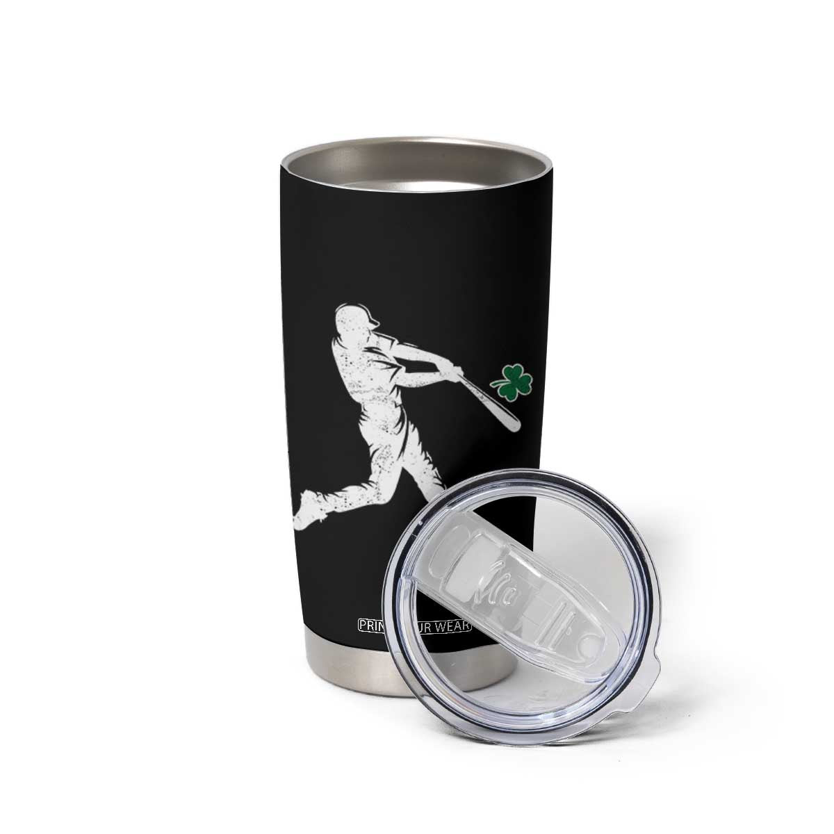 St Patricks Day Baseball Batter Silhouette Shamrock Tumbler Cup TS11 Print Your Wear