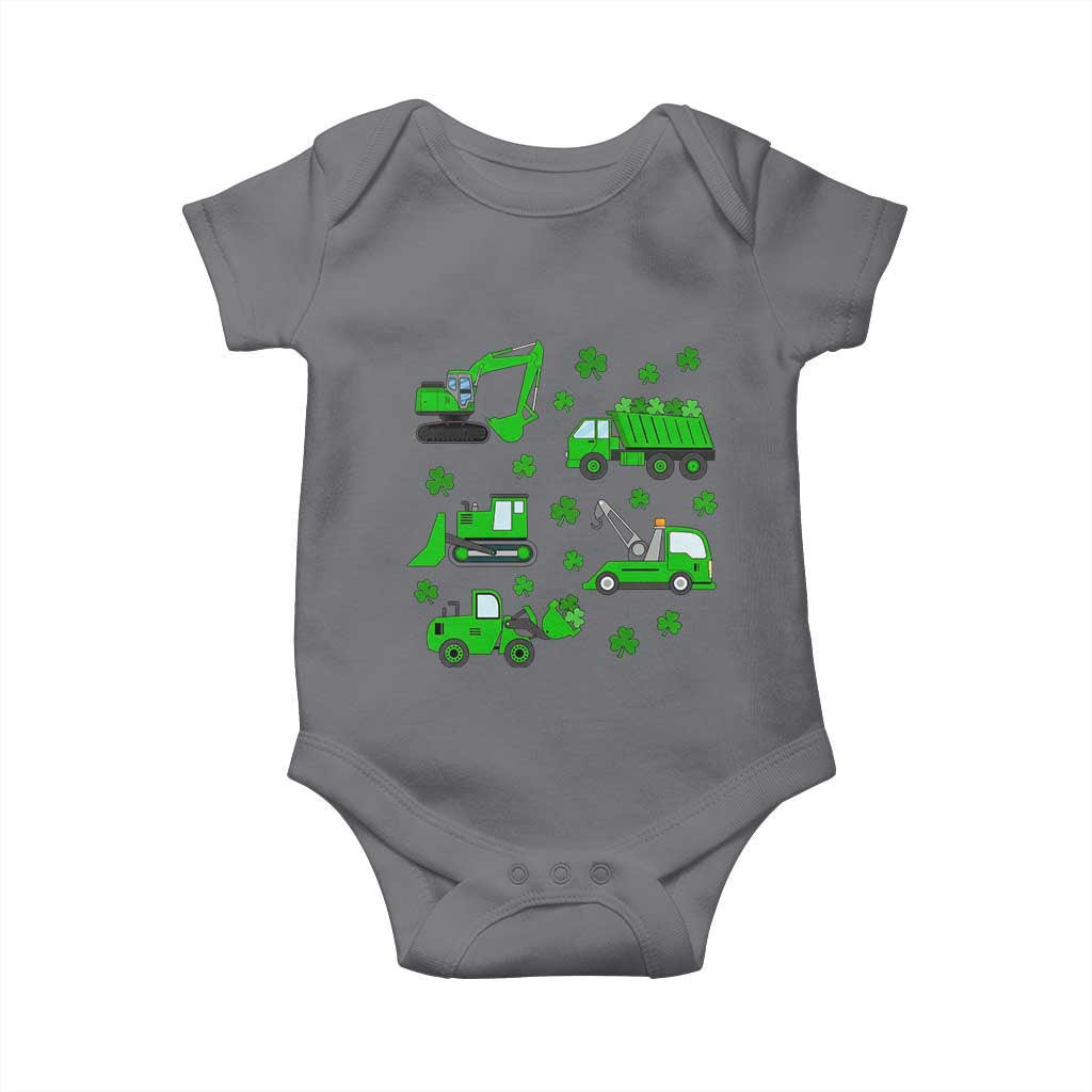 Funny St Patricks Day Construction Trucks Irish Shamrock Baby Onesie TS11 Charcoal Print Your Wear
