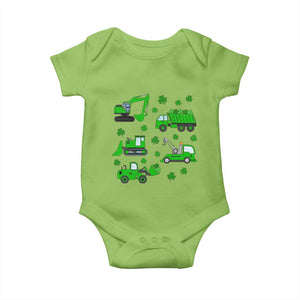 Funny St Patricks Day Construction Trucks Irish Shamrock Baby Onesie TS11 Lime Print Your Wear