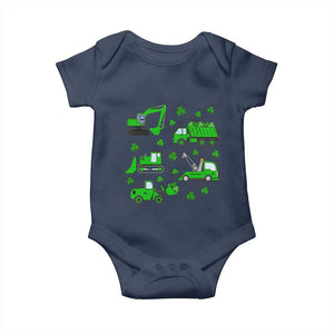 Funny St Patricks Day Construction Trucks Irish Shamrock Baby Onesie TS11 Navy Print Your Wear
