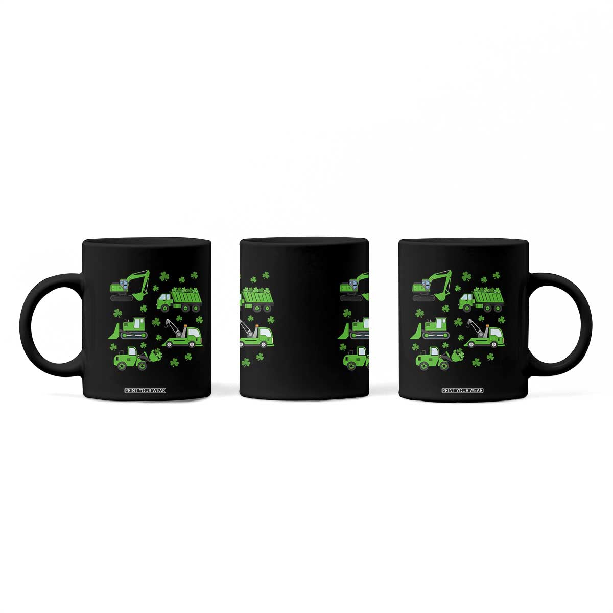 Funny St Patricks Day Construction Trucks Irish Shamrock Coffee Mug TS11 Print Your Wear
